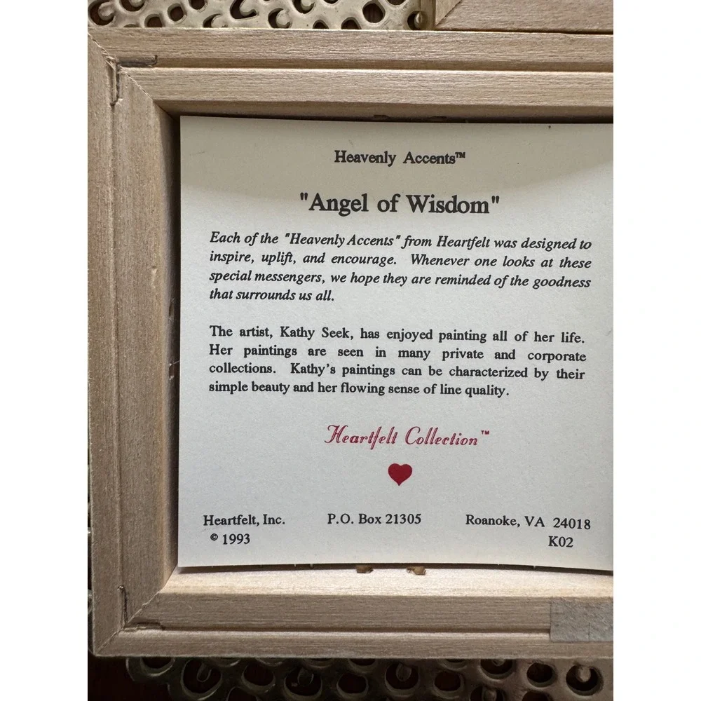 Vintage 1993 Heartfelt Heavenly Accents Kathy Seek Mini Angel Framed Art Set 5